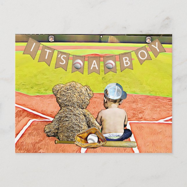 Carte Postale Le Baby shower du garçon à thème de baseball (Devant)