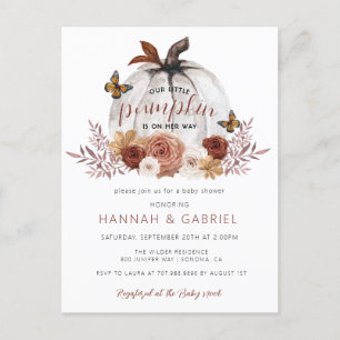 Carte Postale Le Baby shower en terre cuite du citrouille Couple