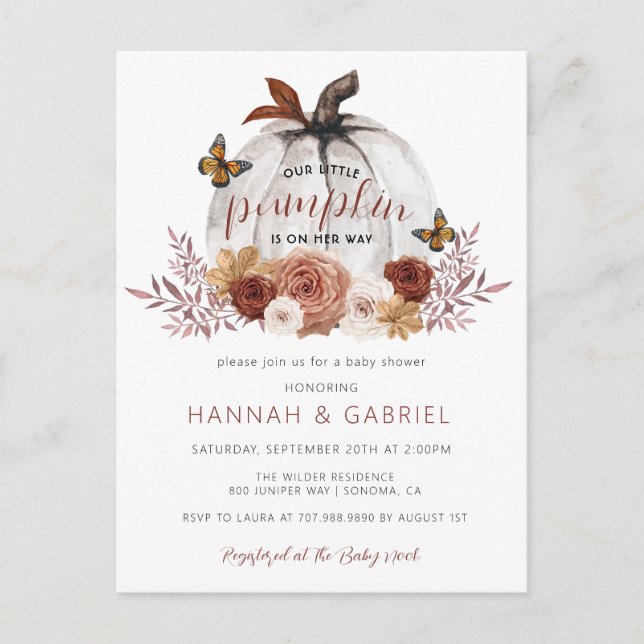 Carte Postale Le Baby shower en terre cuite du citrouille Couple (Devant)