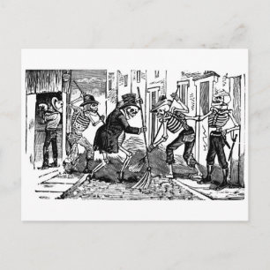 Carte Postale "Le Balayeur de rue heureux Calaveras"