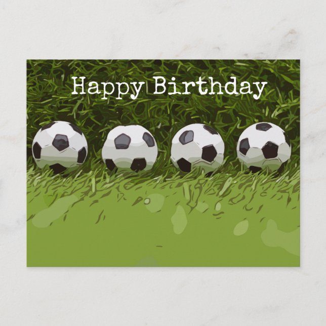 Carte Postale Le ballon de football est sur l'herbe verte Bonne  (Devant)
