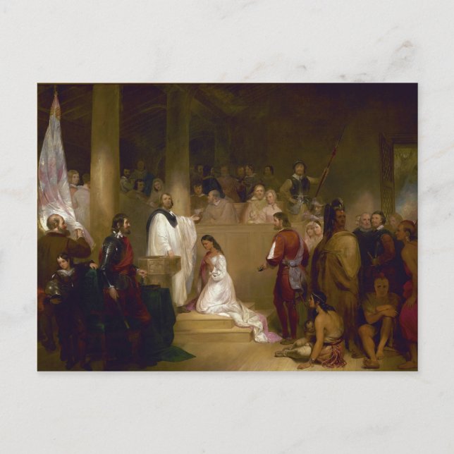 Carte Postale Le baptême de Pocahontas par John Gadsby Chapman (Devant)