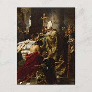 Carte Postale Le baptême de Vajk par Gyula Benczúr (1875)