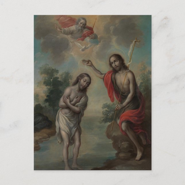 Carte Postale Le baptême du Christ par Nicolás Enríquez (Devant)