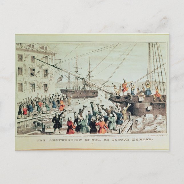 Carte Postale Le Boston Tea Party, 1846 (Devant)