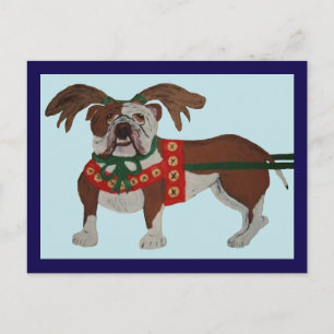 Carte Postale Le bouledogue Renne du Père Noël