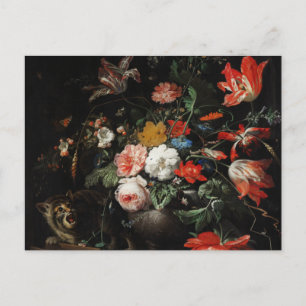 Carte Postale Le bouquet renversé par Abraham Mignon