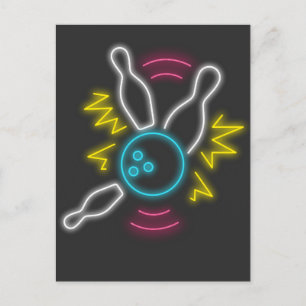 Carte Postale Le cadeau de Neon Bowling