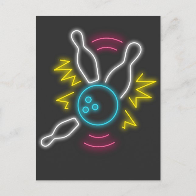 Carte Postale Le cadeau de Neon Bowling (Devant)