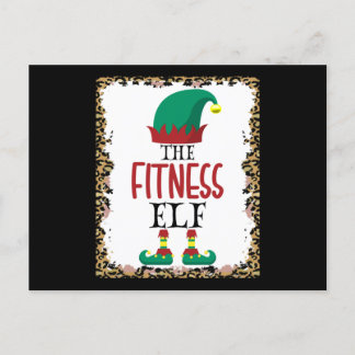 Carte Postale Le cadeau de Noël Elf Leopard Elf Fitness