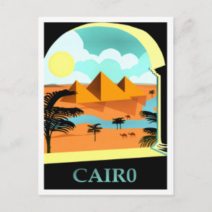 Carte Postale Le Caire, affiche de voyage vintage en Egypte