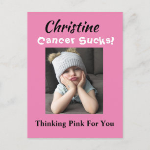 Carte Postale Le cancer c'est nul ! Pensée rose Bien-être contre