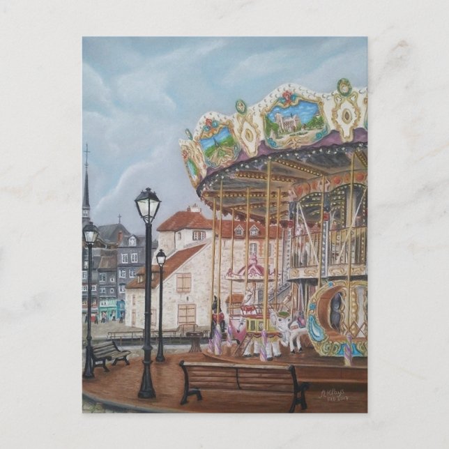 Carte Postale Le Carrousel antique à Honfleur, Normandie, France (Devant)