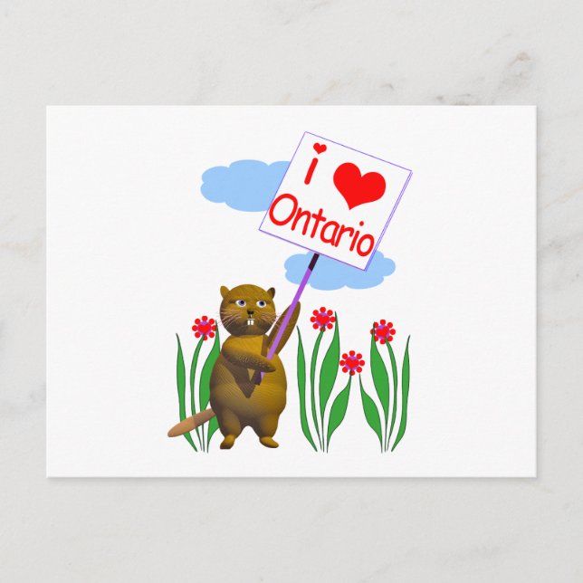 Carte Postale Le castor canadien aime l'Ontario (Devant)
