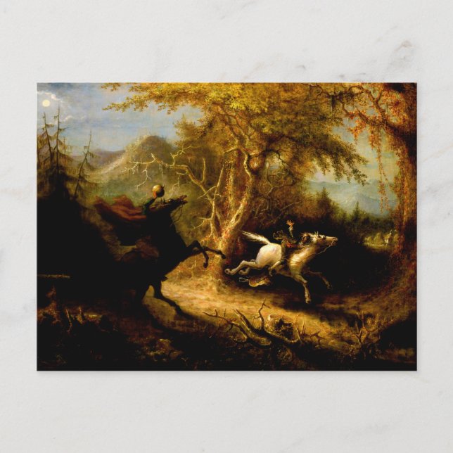 Carte Postale Le cavalier sans tête poursuivant Ichabod Crane (Devant)