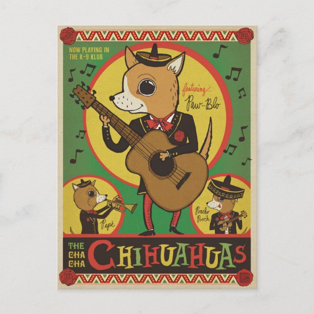 Carte Postale Le Cha Cha Chihuahuas (Devant)
