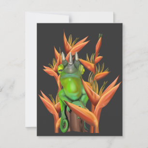 Carte Postale Le Chameleon de Jackson parmi les oiseaux de parad