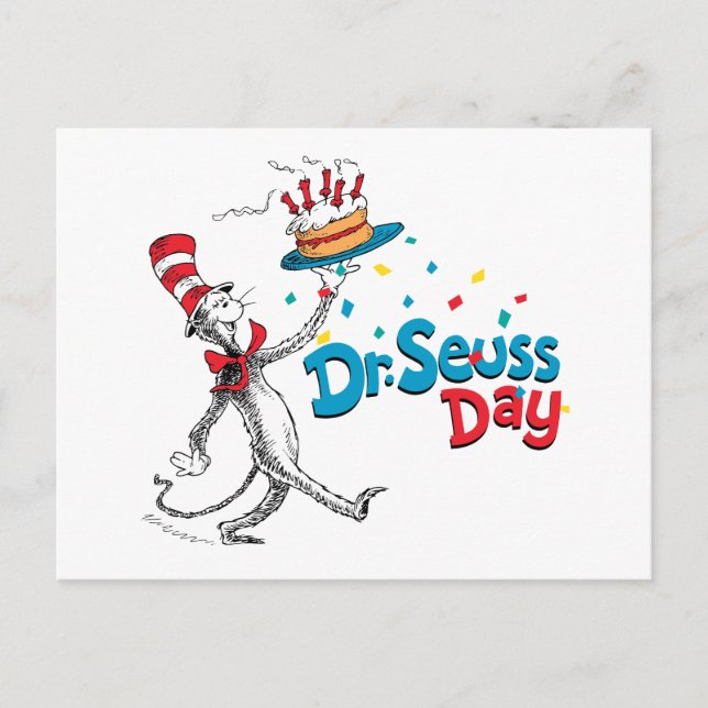 Carte Postale Le chat dans le Casquette | Dr Seuss Day (Devant)
