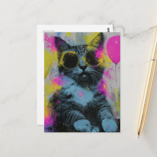Carte Postale Le chat de la fête amusante