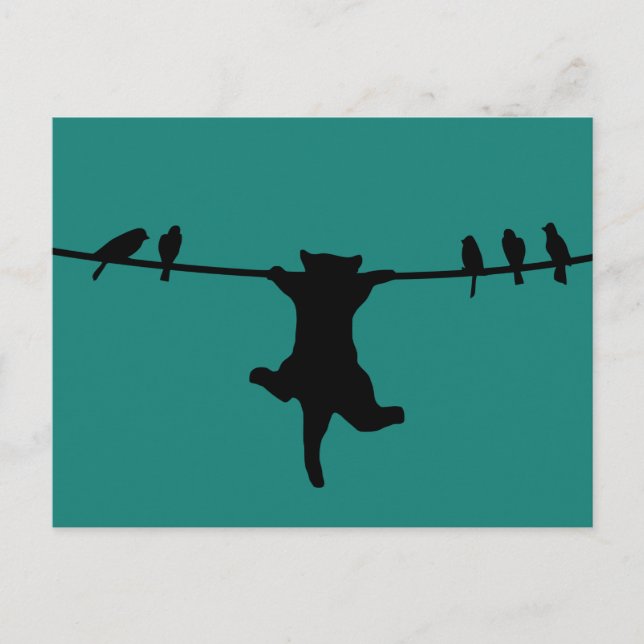 Carte Postale Le chat dépend du cordon d'alimentation (Devant)