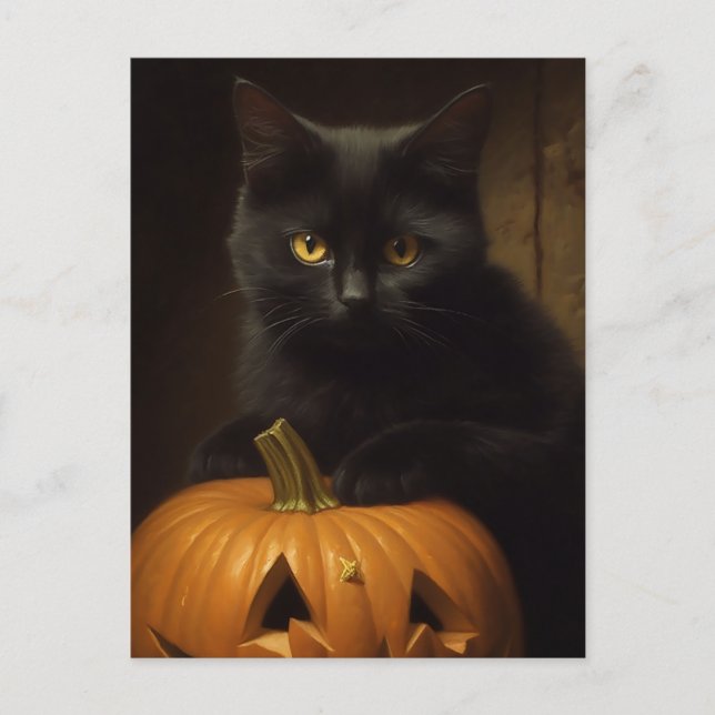 Carte Postale Le Chat d'Halloween (Devant)