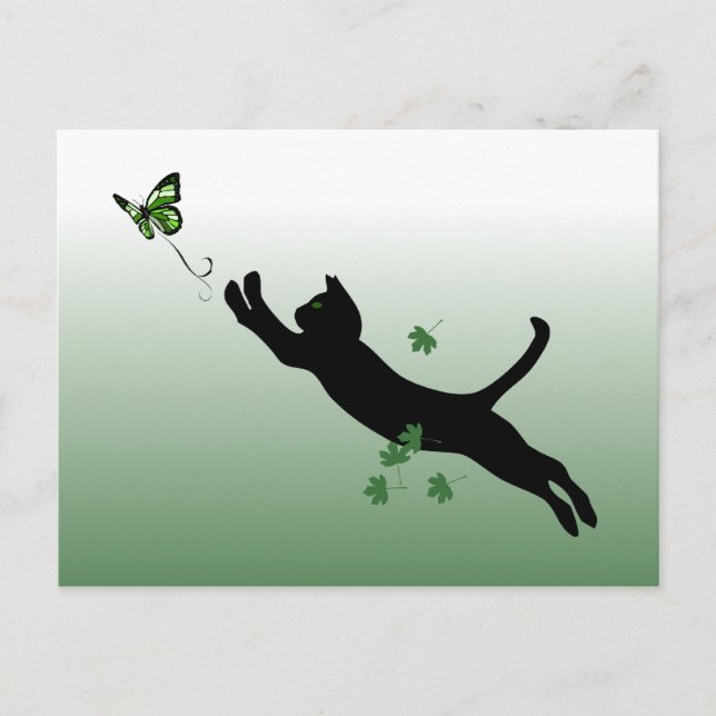 Carte Postale Le chat et le papillon (Devant)