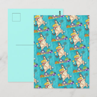 CARTE POSTALE LE CHAT HISS N' FITZ EN TENUE D'ANNIVERSAIRE, GÂTE