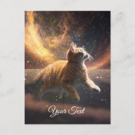 Carte Postale Le chat joue avec les étoiles.