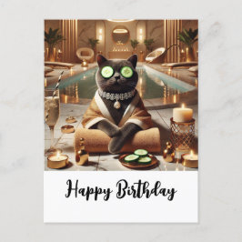 Carte Postale Le chat se détend en spa