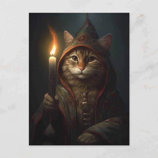 Carte Postale Le chat Wizard (Devant)