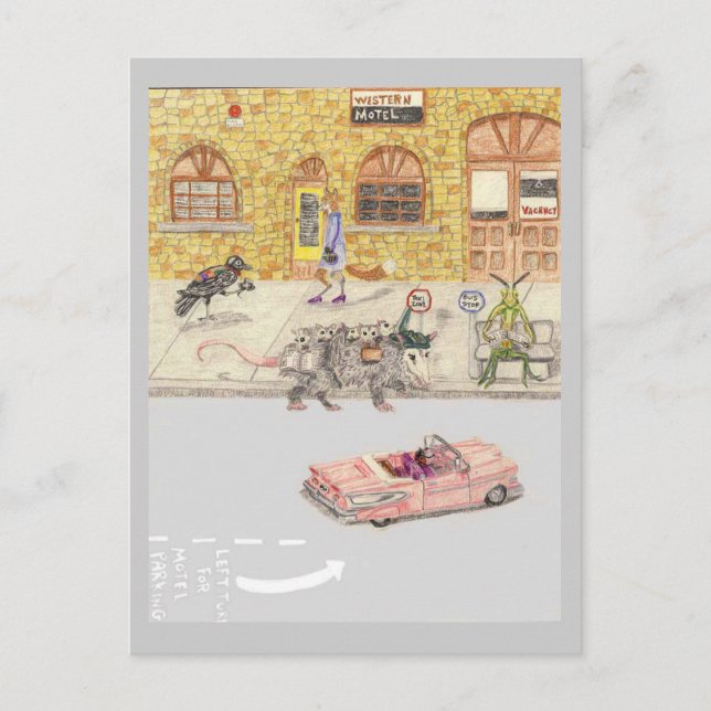 Carte Postale Le Chauffeur De Taxi Et La Cadillac (Devant)