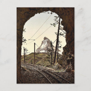 Carte Postale Le chemin de fer Gornergrat, le Cervin du tunnel