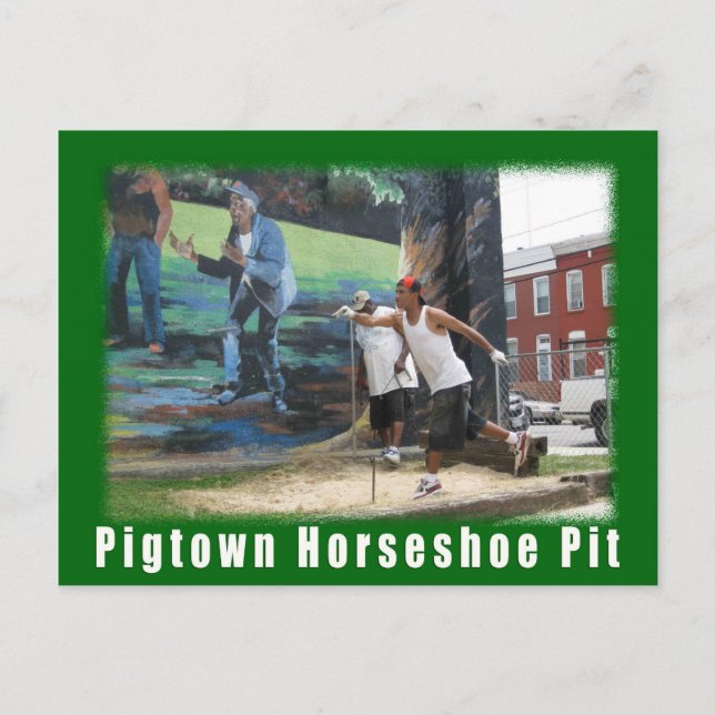 Carte Postale Le cheval vert de Pigtown de l'espace de Baltimore (Devant)