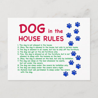 Carte Postale Le chien dans la maison règles - règles à vivre se