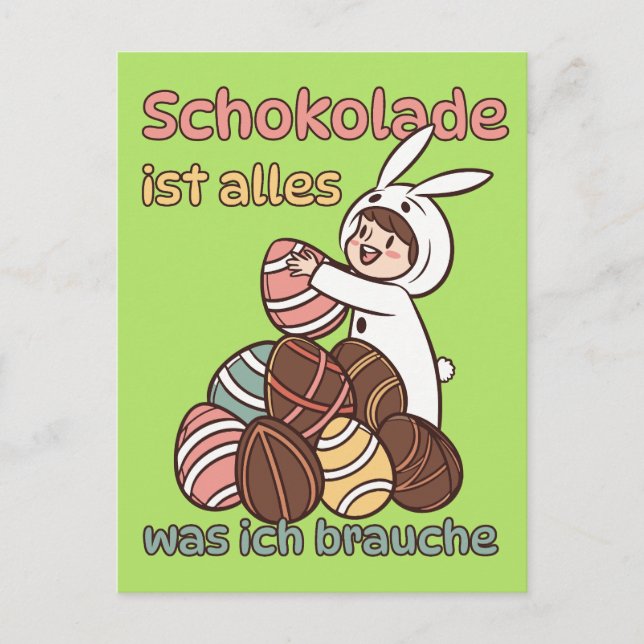 Carte Postale Le chocolat est tout ce dont j'ai besoin (Devant)