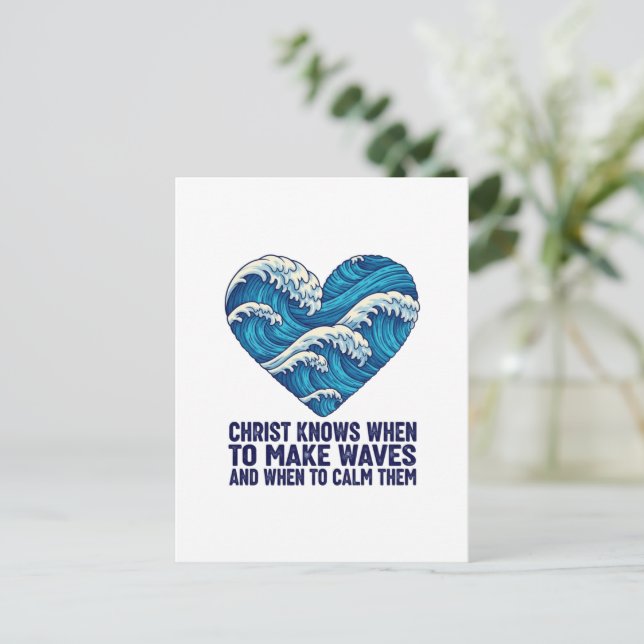 Carte Postale Le Christ bleu océanique et la conception des vagu (Debout devant)