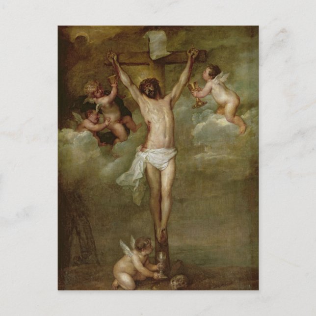 Carte Postale Le Christ s'est occupé par des anges tenant des (Devant)