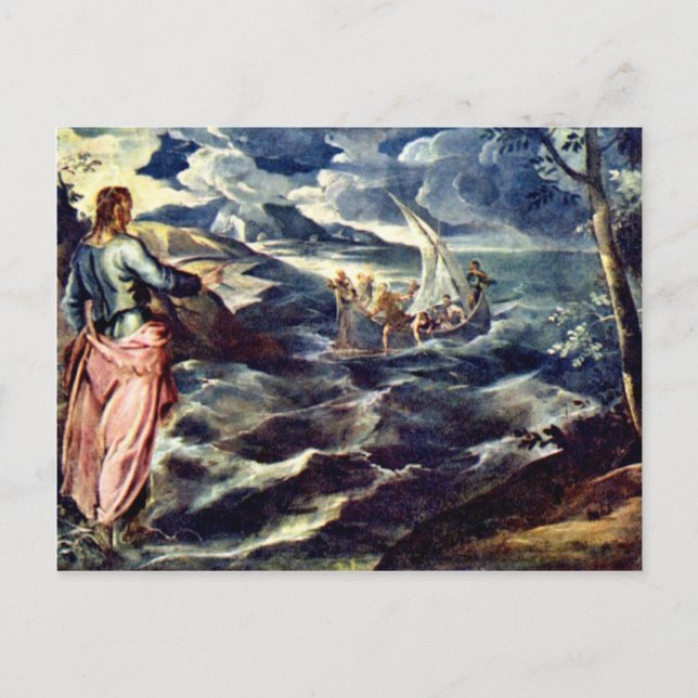 Carte Postale Le Christ sur la mer de Galilée par Tintoret Jacop (Devant)