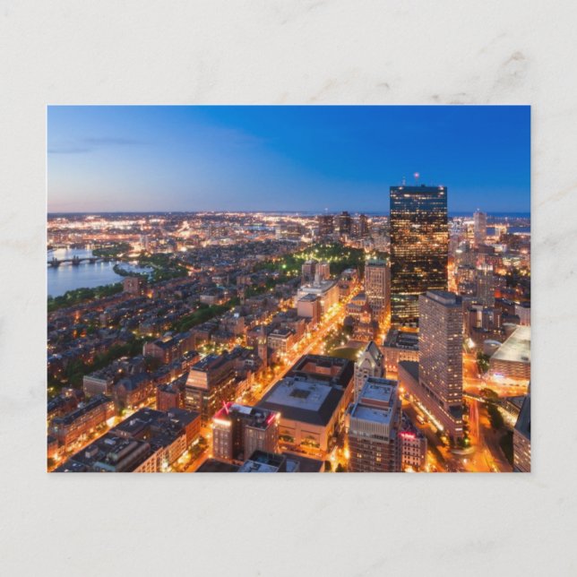 Carte Postale Le ciel de Boston à la tombée de la nuit (Devant)