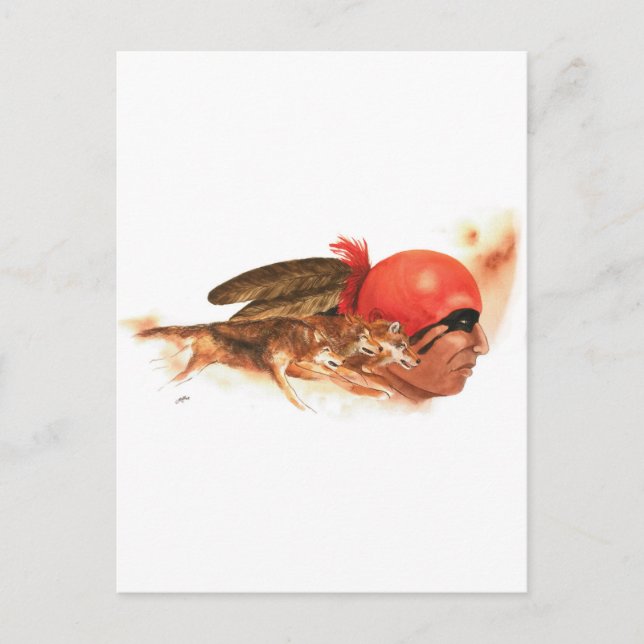 Carte Postale Le clan indien Wolf Cherokee, guerrier indien (Devant)