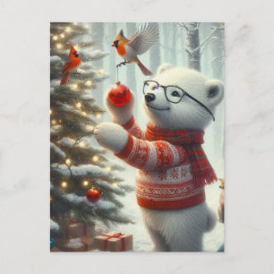 Carte Postale Le club d'ours polaire de Noël et le cardinal