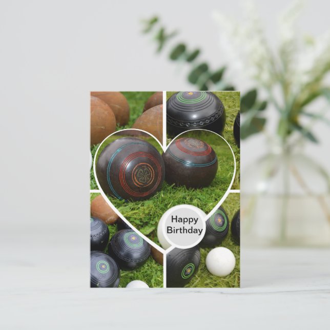 Carte Postale Le Coeur des Bowles de Pelouse : Un Collage Photo  (Debout devant)