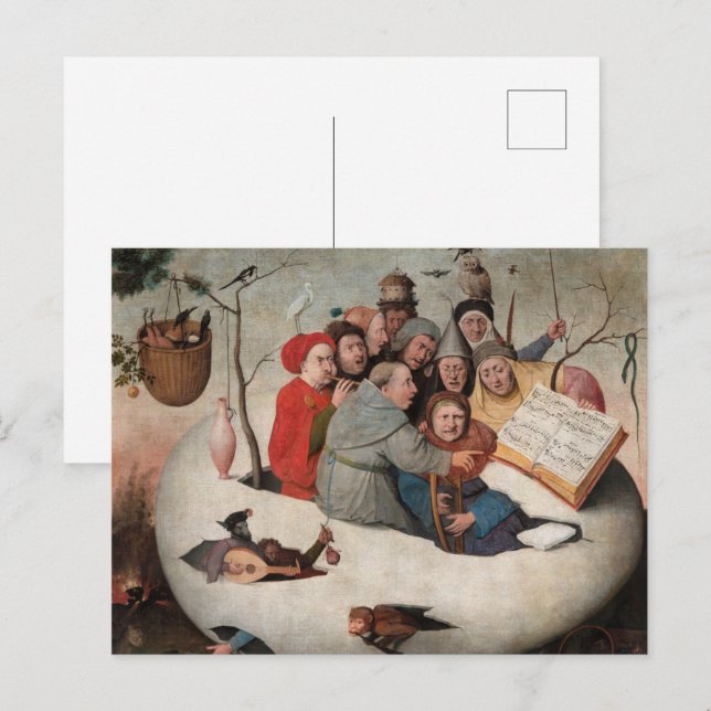 Carte Postale Le concert dans l'oeuf par Hieronymus Bosch (Devant / Derrière)