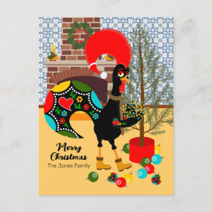 Carte Postale Le coq portugais et les lumières de Noël