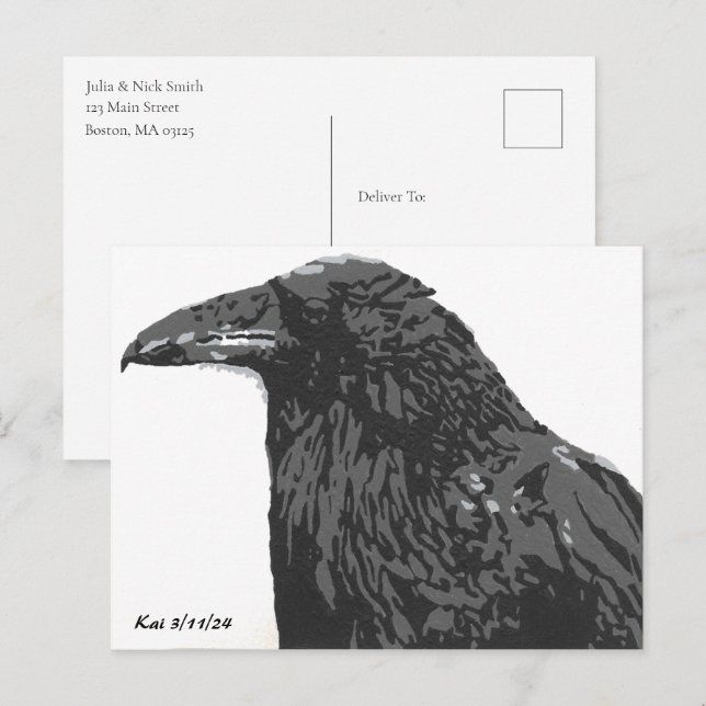 Carte Postale Le Corbeau (Devant / Derrière)