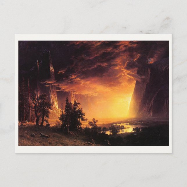 Carte Postale Le coucher de soleil d'Albert Bierstadt dans la va (Devant)