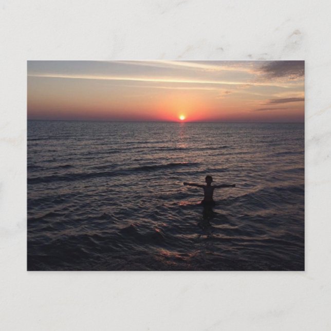 Carte Postale Le coucher du soleil du lac Michigan (Devant)