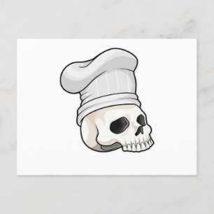 Carte Postale Le crâne cuisiné avec le casquette chef