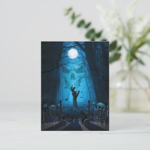 Carte Postale Le crâne dit effrayant Halloween heureux