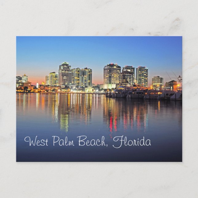 Carte Postale Le crépuscule tombe sur West Palm Beach Floride (Devant)
